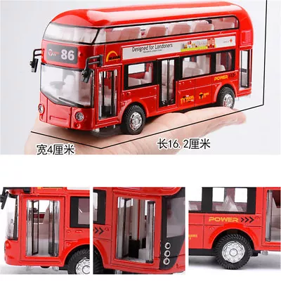 1:32 Simulation London Double-Decker Sound Light City Tour Bus Toy Model Gift HB • £12.44