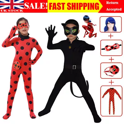 WORLD BOOK DAY: Girls Ladybug Jumpsuit Outfits Cos Tight Costume Fancy Dress • £10.44