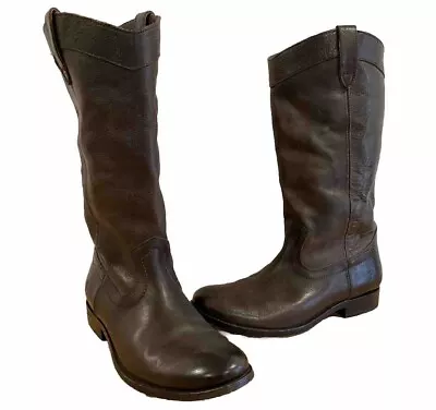 Frye Brown Leather Melissa Riding Boots Womens Size 7 Smoke Cowboy Western Shoe • $53.95