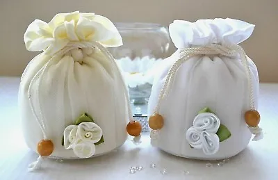 £9.95 • Buy Dolly Hand Bag, Rose Bud Design. For Flower Girl, Bridesmaid Wedding White Ivory