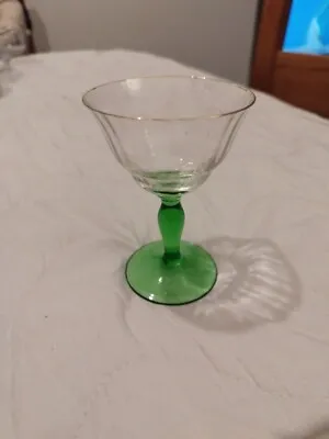 Martini Glass Tiffin Green Stem Clear Festoon Optic Martini / Sherbet Glass • £6.99