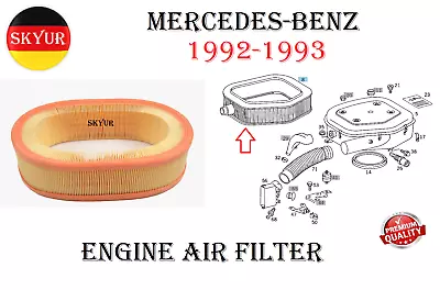 Engine Air Filter For 1992-1993 Mercedes-Benz 300SE Premium Quality • $23.33