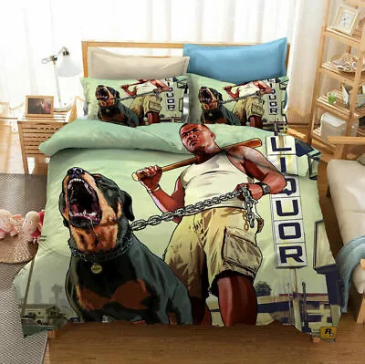 Grand Theft Auto V 3D Bedding Set 2/3PC Duvet Cover Pillowcase 4 Sizes 3A//NEW • £27.92