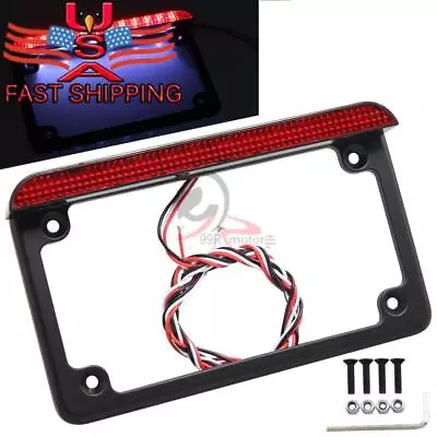 Motorcycle License Plate LED Tail Light Bracket Holder For Bobber Chopper Custom • $20.55