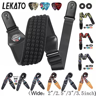 LEKATO Acoustic Electric Guitar Bass Strap 2 -3.5  Wide Holder Adjustable Belts • $21.69