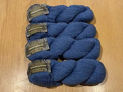 4 X 100g (400g) Cascade 220 Heathers Yarn Skeins 100% Puruvian Wool 9332 Blue • £29.99