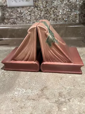 Roseville Pottery Bleeding Heart Pair Pink Book Ends  • $30