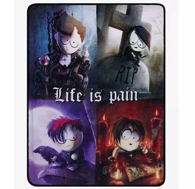 South Park Throw Blanket Plush 48x60 Life Is Pain Goth Kids Emo Fleece Wall Art • $39.97