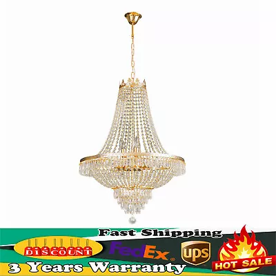Vintage French Empire Chandelier Luxury Large Foyer Crystal Ceiling Light Height • $142.90
