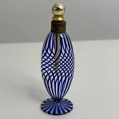 Vintage Mercury Glass Liatris Paris Parfum Bottle Vials Blue Swirl 3.25” • $99.99