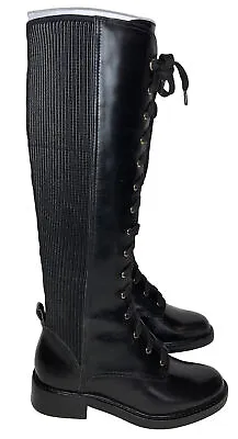 Vince Camuto Size 7 Louise Et Cie Voshell Tall Combat Black Leather Knee Boots • $150