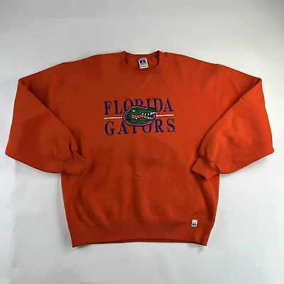 Vintage Florida Gators Sweater Large Orange Men NCAA Russell Athletic Used Stain • $23.20
