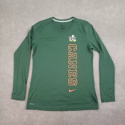 Miami Hurricanes Shirt Womens Medium Green Nike Dri Fit Long Sleeve NCAA • $12.74