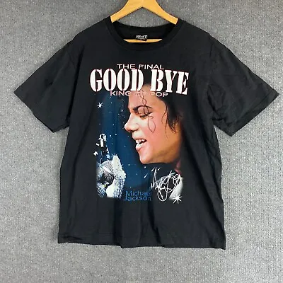 Michael Jackson Shirt Mens Large Black Concert Tour King Of Pop Final Goodbye • £12.38