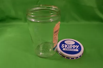 Vintage Skippy Peanut Butter Glass Jar W/ LidEmbossed Measuring Cup On Side • $12.75