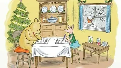 $12.95 • Buy Vintage Winnie The Pooh Sending Christmas Card TWO 5x7 Cotton Fabric Blocks