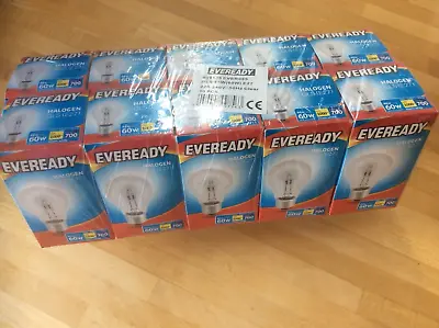 £9.99 • Buy 10 X 46w = 60w Clear Standard GLS Dimmable Screw In Light Bulbs Halogen ES E27