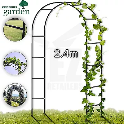 SALE 2.4M Garden Metal Arch Trellis Arched  Tubular Frame Climbing Plant Archway • £10.99