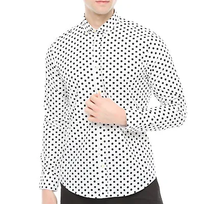 Xact Mens Polka Dot Shirt - Long Sleeved Mod Vintage • $37.29