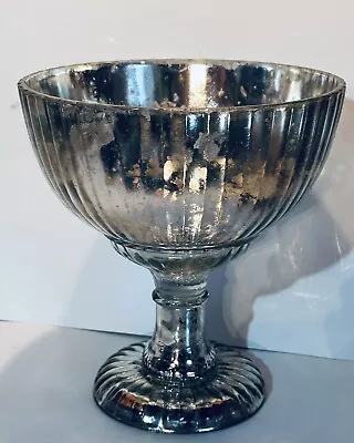 Beautiful - Mercury Glass Compote Bowl In Silver 9 3/4” Tall X 9” • $39.99