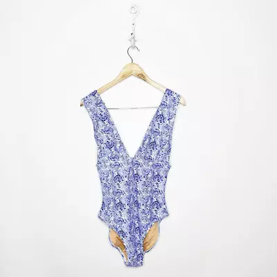 J. CREW V-neck One-piece Swimsuit Dandelion Swirl Plunge BH568 Womens 8 • $35.70