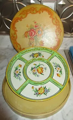Vintage Handpainted Japanese Floral Divided Dish W/ Box • $15.99