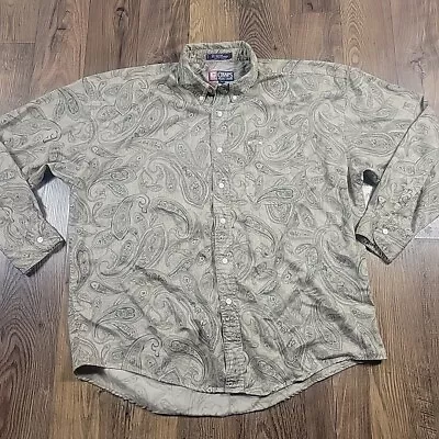 Chaps Ralph Lauren Shirt Mens XL Beige Paisley Button Up Long Sleeve  • $18.75