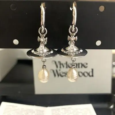 Vivienne Westwood Aleksa Drop Orb Pearl Earrings Pierce Silver No Box • $102