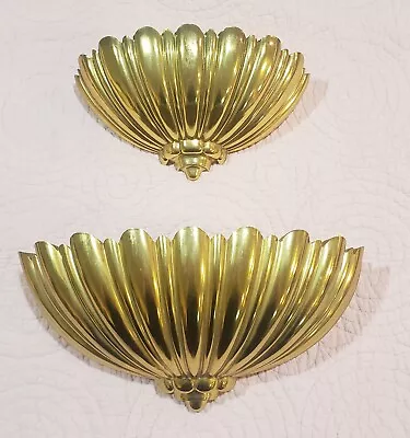 VINTAGE Faux Gold SYROCO Resin WALL POCKET PLANTER HOMCO (Lot Of 2)1962 • $45