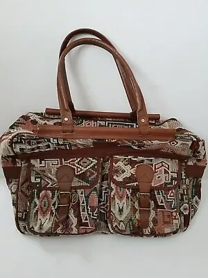 Vintage Carpet Tapestry Large Brown Holdall Bag • £35