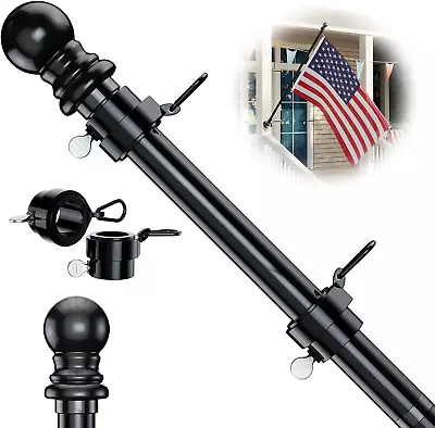 5 FT Flag Pole Kit Tangle Free Spinning Weather Resistant Rustproof Metal Alumin • $13.76