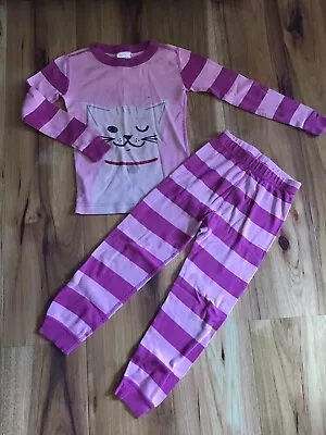 Hanna Andersson Girls Boys Kitty Cat Pink Pajamas Organic Long Sleeve PJs 100 4 • $7.99