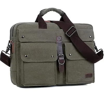 Stylish 17 Inch Canvas Laptop Bag Messenger Bag Briefcase Vintage Army-green • $63.28