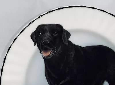 VINTAGE BLACK LABRADOR DOG A & L Fine Bone China Plate And Stand RARE PIECE • $11.21