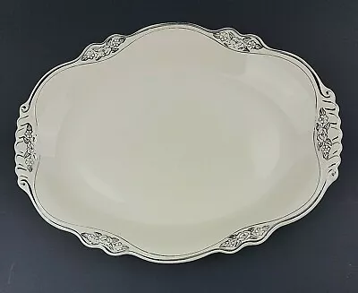 Homer Laughlin Virginia Rose W Silver Leaf Trim Oval Platter Vintage 11 In 1930s • $18.99