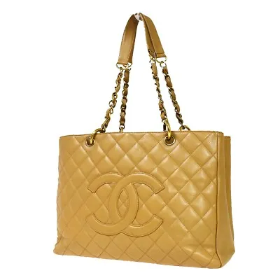 CHANEL GST CC Logo Tote Hand Bag Caviar Leather Beige Italy Vintage 614BX893 • $1466.40