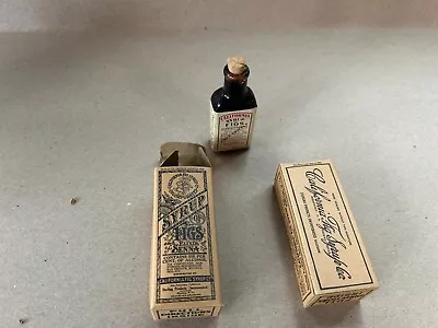 LOT Of 2 Vintage California Fig Syrup Bottles W/Original Box Instruction Insert  • $30