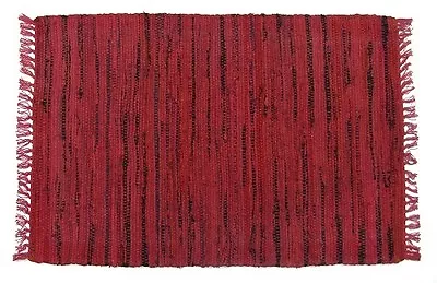 $24.95 • Buy Sturbridge 2' X 3' Rag Rug In Red With Black Accents , 100% Cotton, Hand Woven