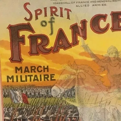 Vintage 1919 Sheet Music  Spirit Of France  March - E.T. Paull Ferdinand Foch • $19.99