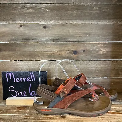 Womens Merrell Mimosa Clove Brown Leather Strappy Comfort Sandals Shoes Size 6 M • $29.99