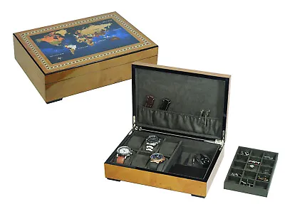 Hand Made Watch Keys Map Cufflink Cabinet Luxury Case Storage Box Jewellery 59 • $110.88