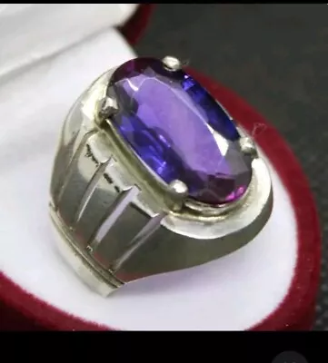 Alexandrite Ring - Big Alexandrite Men Handmade Ring Silver 925 Birthstone Gift • $137