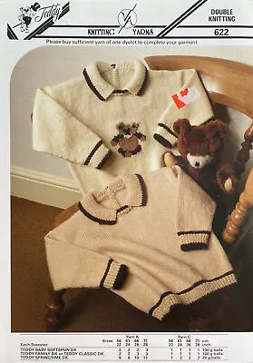 Teddy Childs Toddler Teddy Bear Motif Sweater DK KNITTING PATTERN 622 - 22-28” • £3.40