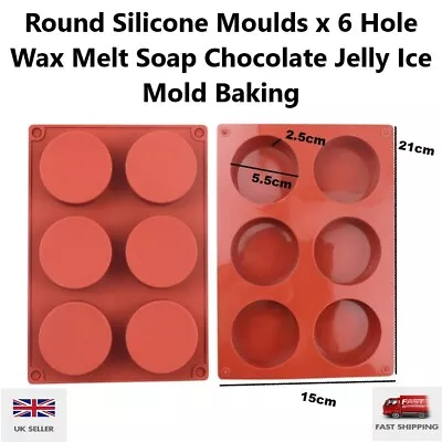 6 Cavity Silicone Round Soap Mould Homemade Wax Melt Cake Making Mold Craft • £3.80