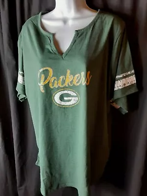 Green Bay Packers NFL Women's Majestic Stone Wash Design Plus Size Shirt 1X  • $15.99