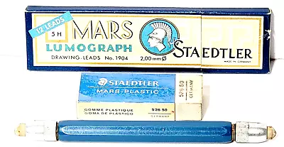 Vintage Vemco Tec Drafting Eraser Blue / Staedtler Mars Lumograph Drawing Leads • $29.66