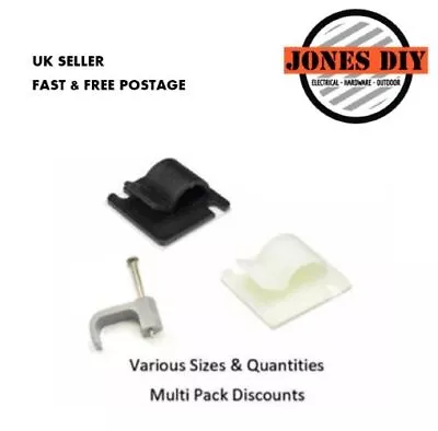 Cable Clips Flat Plastic Nylon Electrical Wire Grey White Black Cable Clip • £5.19