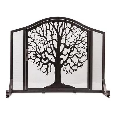 Plow & Hearth Metal Fireplace Screen Tree Of Life Black - 38  W X 31  H - New • $174.99