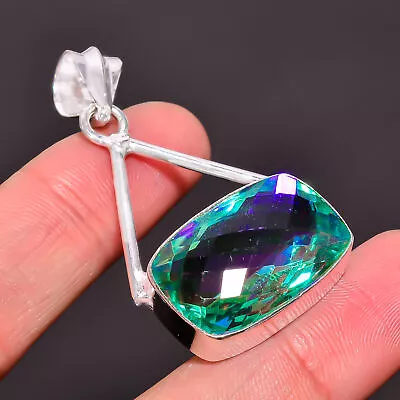 Mystic Quartz Gemstone Ethnic Handmade 925 Sterling Silver Pendant 1.8  GSR-2256 • $18.99