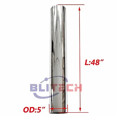 5 Inch Chrome Straight Stack Exhaust Pipe 5  OD X 48  Inch Length Truck Tube Tip • $139